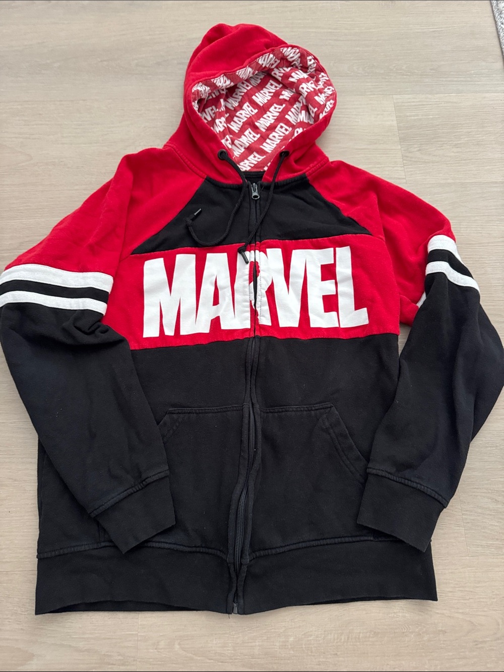Disney Marvel Red and Black Full-Zip Hoodie with Logo